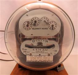 VINTAGE DUNCAN ELECTRIC METER TABLE LAMP TESTED FULLY OPERATES W/SPINNING METER